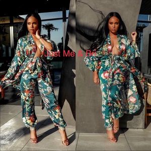 Floral 2 Piece Set (Pants & Duster)